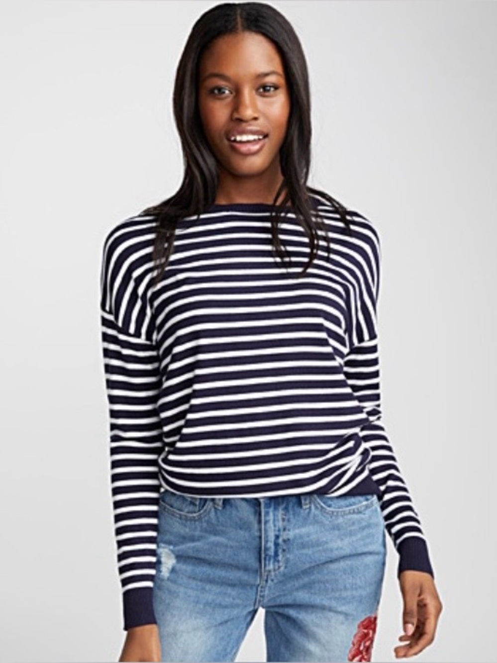 SIMONS Twik - Navy and White Striped Sweater